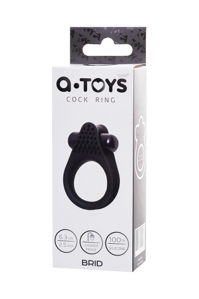 Виброкольцо на пенис TOYFA A-Toys Brid, силикон, черный, 6,3, Ø 3,1 см