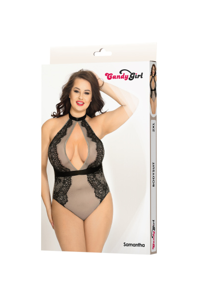 Боди Candy Girl Samantha серо-черное, 2XL